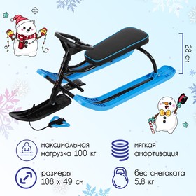 Снегокат Тимка спорт ТСЛ/Ч2, цвет чёрный/голубой