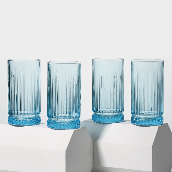Набор стаканов 445 мл «Элизия», 4 шт, цвет синий набор стаканов финесс 6 шт 445 мл