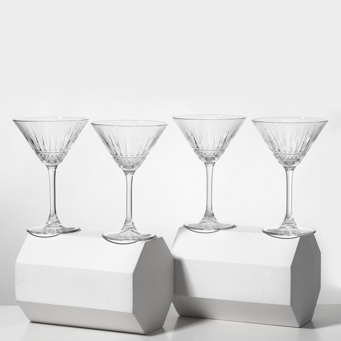 Набор стеклянных бокалов для мартини Elysia, 220 мл, 4 шт