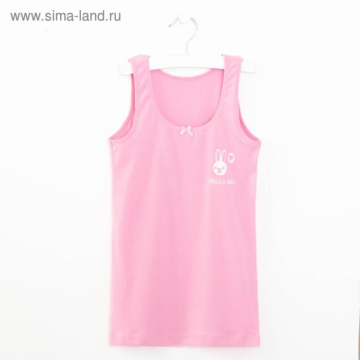 Майка для девочки на широких бретелях, цвет розовый-набивка, рост 128-134 см (8-9)