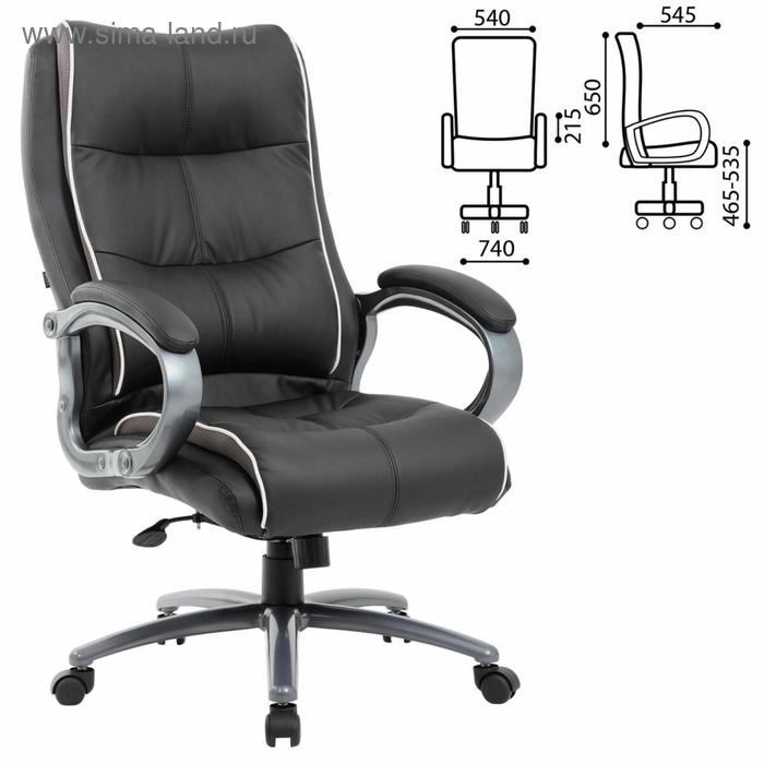 Кресло офисное BRABIX PREMIUM Strong HD-009, экокожа черная/ткань серая, 531945 кресло офисное brabix strike ex 525 экокожа черная ткань черная синяя tw 531380