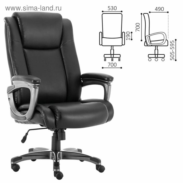 Кресло офисное BRABIX PREMIUM Solid HD-005, кожа, черное, 531941 кресло офисное brabix premium total hd 006 нагрузка до 180 кг экокожа хром черное 531933 54