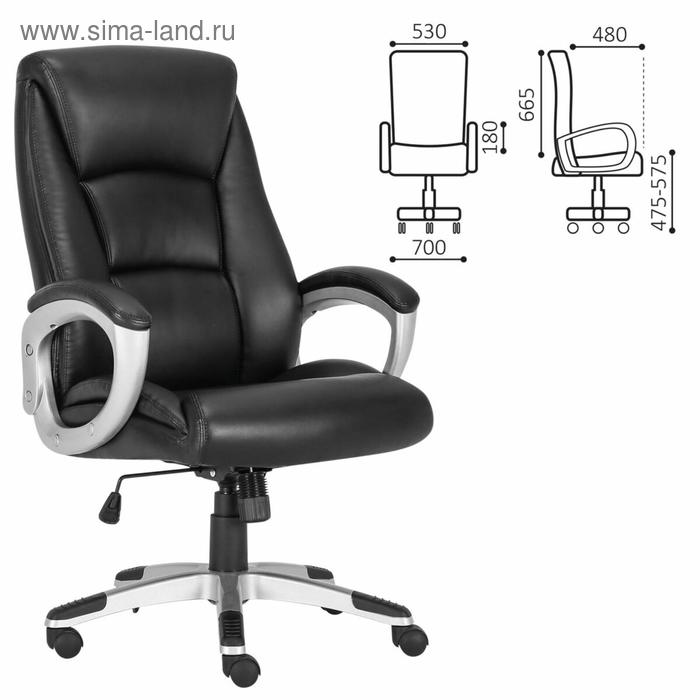 кресло офисное brabix fregat ex 510 рециклированная кожа чёрное Кресло офисное BRABIX PREMIUM Grand EX-501, кожа, черное, 531950