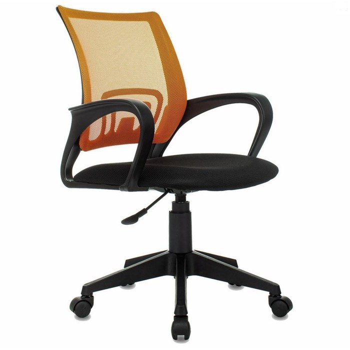 Кресло офисное BRABIX Fly MG-396, с подлокотниками, сетка, оранжевое/черное, 532084 кресло brabix balance mg 320 с подлокотниками комбинированное черное оранжевое