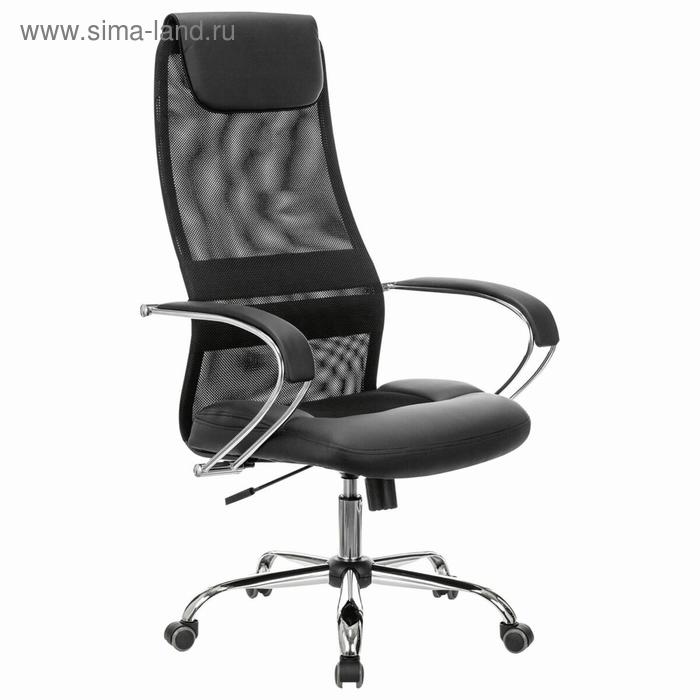 Кресло офисное BRABIX PREMIUM Stalker EX-608 CH, хром, ткань-сетка/кожзам, черное, 532091 544854 кресло офисное brabix premium net ex 533 хром сетка черное 532546