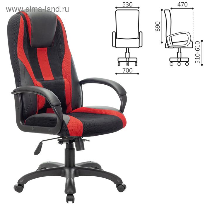Кресло игровое BRABIX PREMIUM Rapid GM-102, экокожа/ткань, черное/красное, 532107