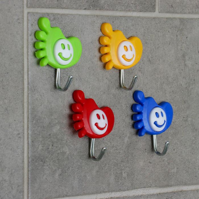 Набор крючков на липучке "Ножка-смайлик", 3 шт, цвет МИКС