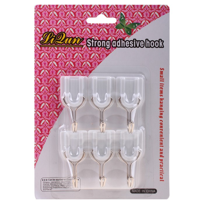Набор крючков на липучке "Подкова" 6 шт