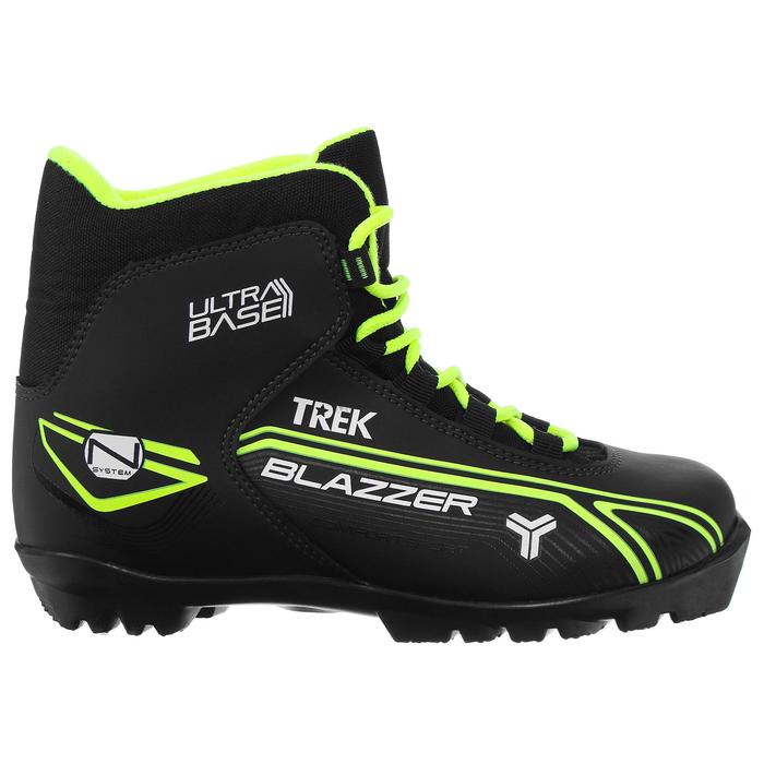 Ботинки лыжные TREK Blazzer1, NNN, искусственная кожа, цвет чёрный/лайм-неон, лого белый, размер 37