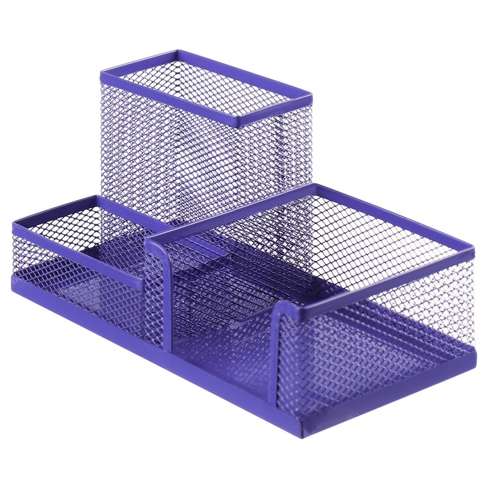 фото Подставка для канцелярских мелочей 3 отделения, сетка металл, фиолетовая calligrata