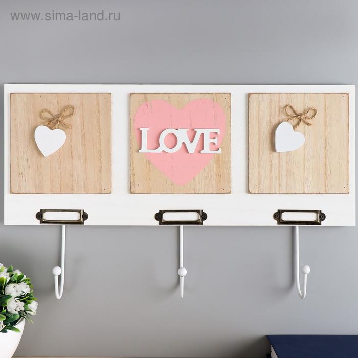 фото Крючки декоративные дерево "сердце с надписью love" 23х40х4,5 см