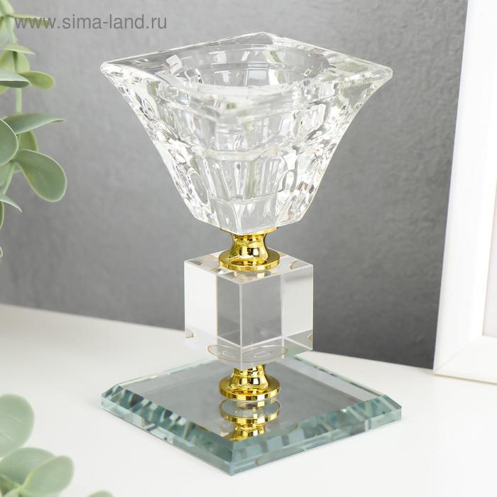 Подсвечник стекло на 1 свечу Кристалл куб 11,5х6,5х6,5 см