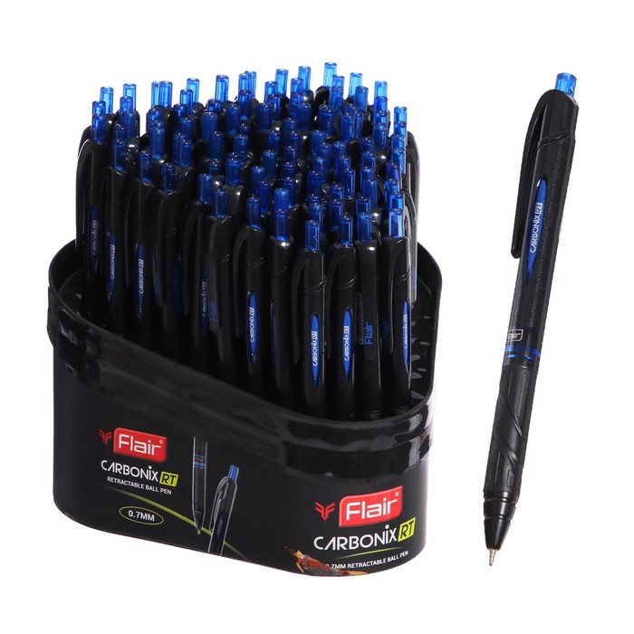 Ручка шариковая автоматическая Flair. CARBONIX RT, узел 0.7 мм, карбоновый корпус, чернила синие