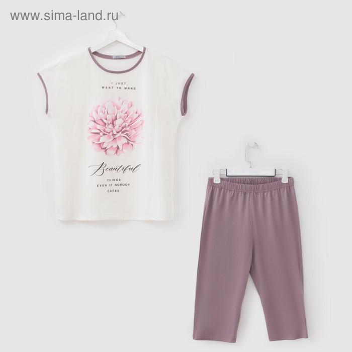 фото Костюм женский (футболка, бриджи), цвет молочный, размер 56 натали