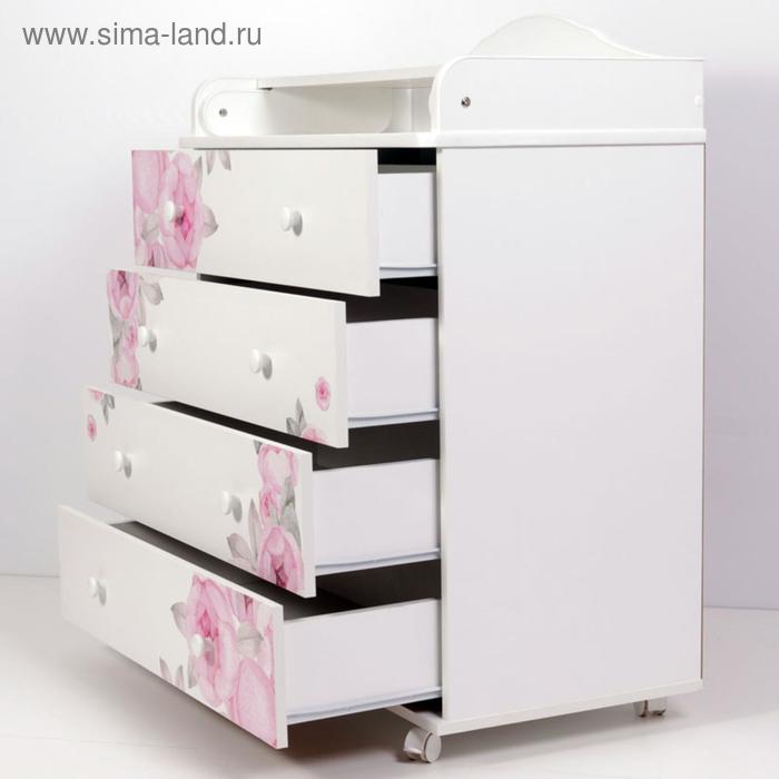 Комод «Фортуна», 100х84х44 см, ЛДСП, 4 ящика, принт, цвет белый