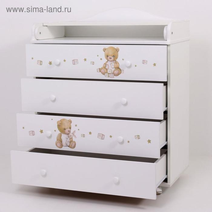Комод «Фортуна», 100х84х44см, ЛДСП, 4 ящика, принт, цвет белый