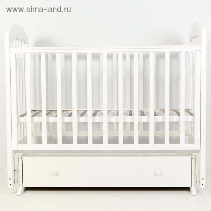 Кровать детская «Сильвия-7» , 120х60 см, универсальный маятник, ящик, цвет белый