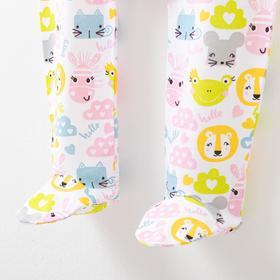

Ползунки детские, цвет белый/зверюшки, рост 68 см