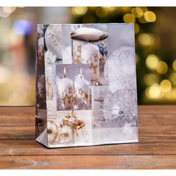 Пакет ламинированный Свечи и подарки, 11,5 x 14,5 x 6 см