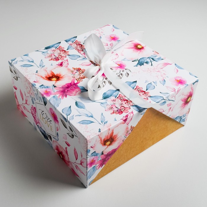 Коробка подарочная, упаковка, «Цветочная», 29,5 х 29,5 х 14,5 см