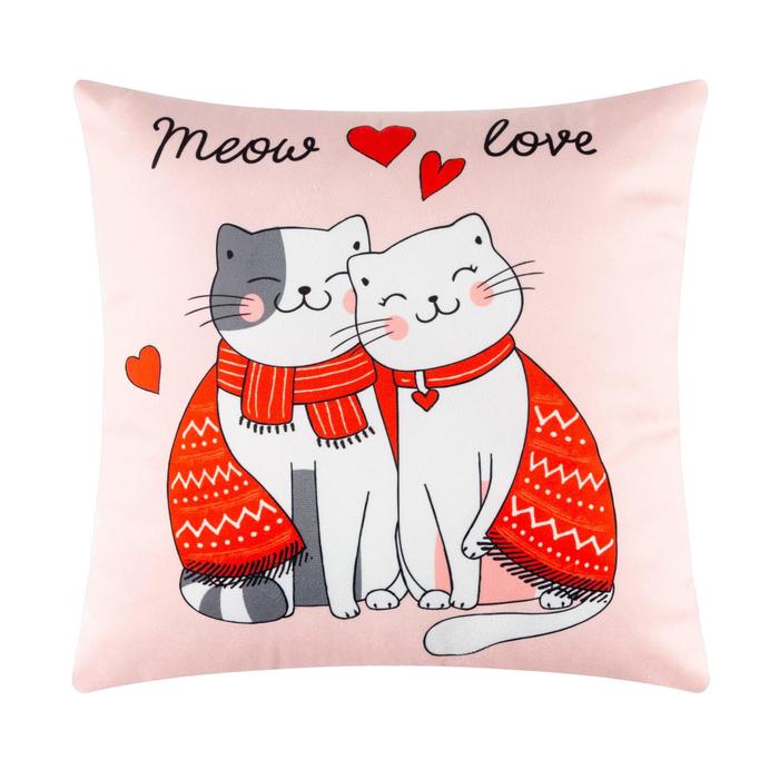 

Подушка новогодняя Этель Meow love, 40х40 см, велюр, 100% п/э