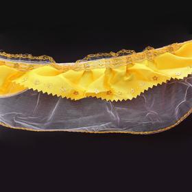 Тесьма, атласный жёлтый волан на сетке, 9 см, в рулоне 11 м