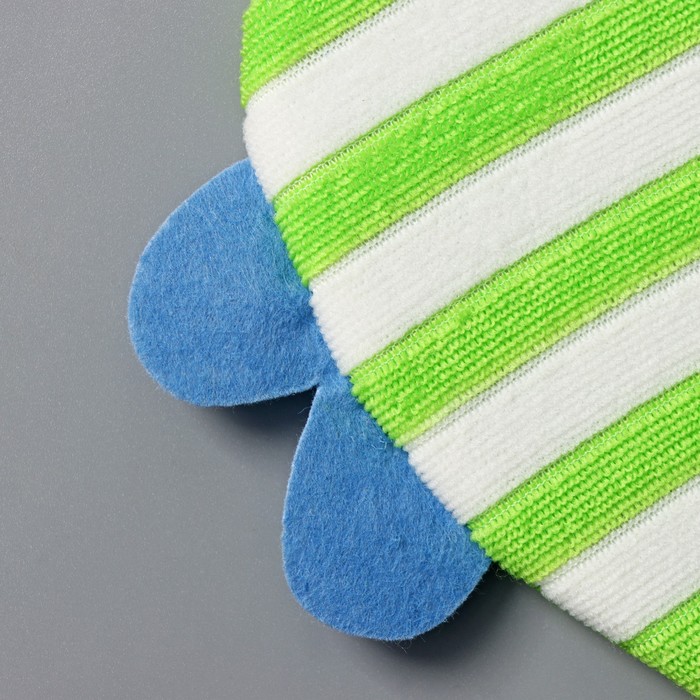 Мочалка варежка детская 19х21 см "Рыбка", полосатая, цвет МИКС