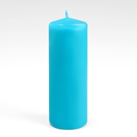 Свеча - цилиндр, 5х15 см, голубая лакированная