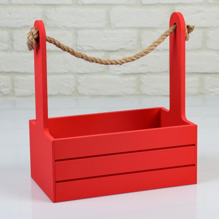 Кашпо деревянное 25.5×15×30 см Аром, ручка канат, красное кашпо деревянное 25 5×15×30 см аром ручка канат бордо