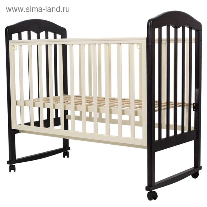 Кровать детская «Сильвия-2» , 120х60 см, колесо, качалка, цвет венге/слоновая кость