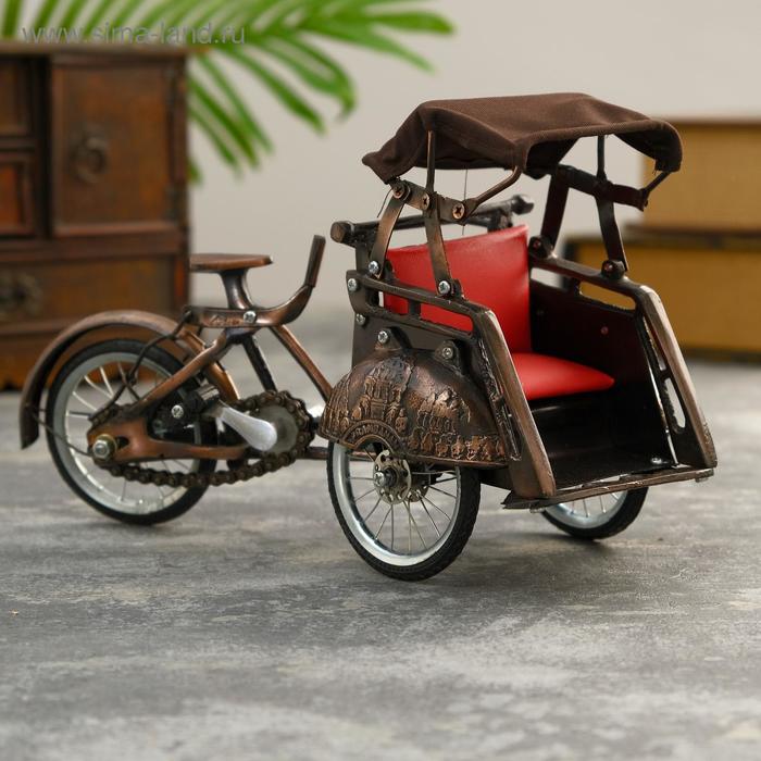 фото Сувенир из нержавеющей стали "велосипед с каретой" 30х10х18 см