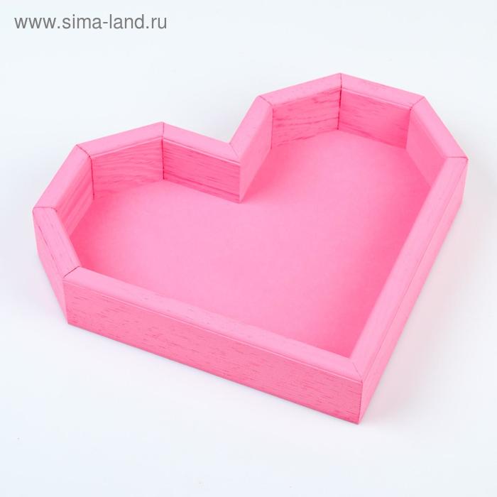 

Кашпо деревянное 26.5×24×4.5 см "Сердце", розовая Дарим Красиво