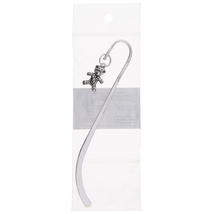 Закладка сувенирная для книг металл с подвеской Мишка 13см