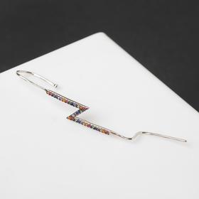 

Серьга "Каффа" молния со стразами, цвет бензиновый в серебре