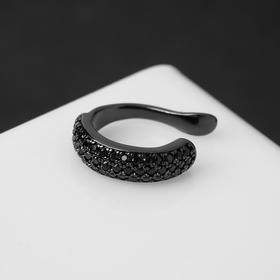 

Серьга "Каффа" овальная линия со стразами, цвет чёрный в сером