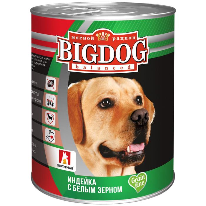 

Влажный корм BIG DOG для собак, индейка с белым зерном, ж/б, 850 г