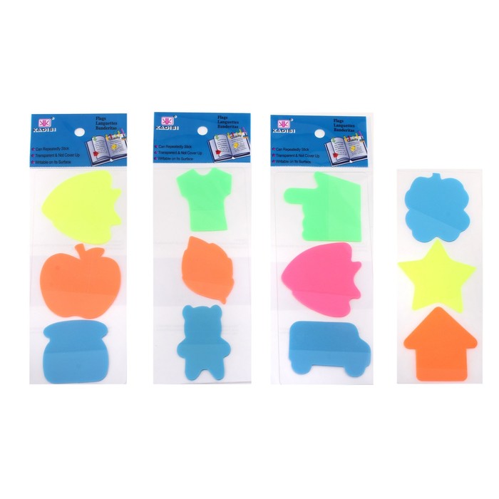 Блоки с липким краем Ассорти, 3х15 листов, пластик, в блистере, МИКС