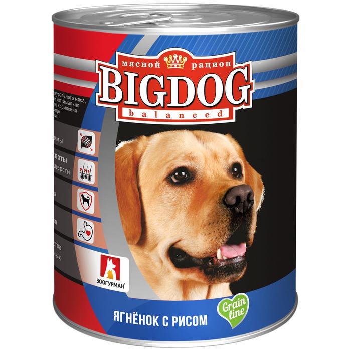 фото Влажный корм big dog для собак, ягненок с рисом, ж/б, 850 г зоогурман