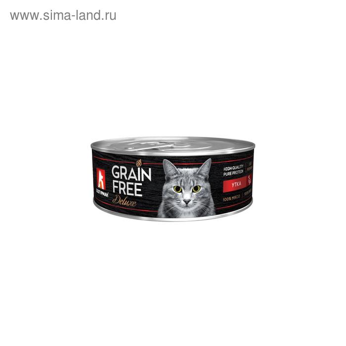 Влажный корм GRAIN FREE для кошек, утка, ж/б, 100 г влажный корм grain free ягнёнок для собак ж б 350 г