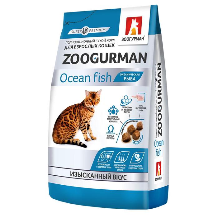 Сухой корм Zoogurman для кошек, океаническая рыба, 350 г