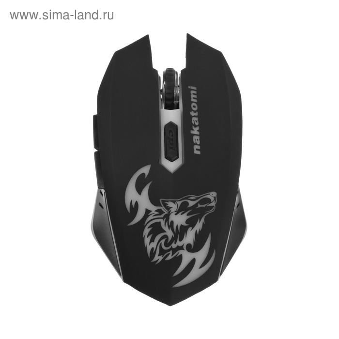 фото Мышь nakatomi mrog-15u, игровая, беспроводная, оптическая, 1600 dpi, подсветка, usb, чёрная