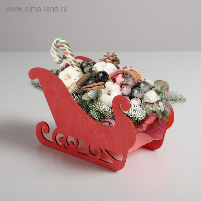 

Кашпо новогоднее "Сани", с декором, морилка серый, 23 х 10 х 14 см