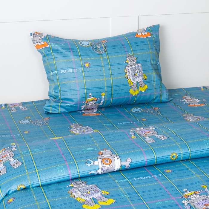 Постельное бельё "Этелька" 1,5 сп., Робот, размер 150х210 см, 150х210 см, 50х70 см