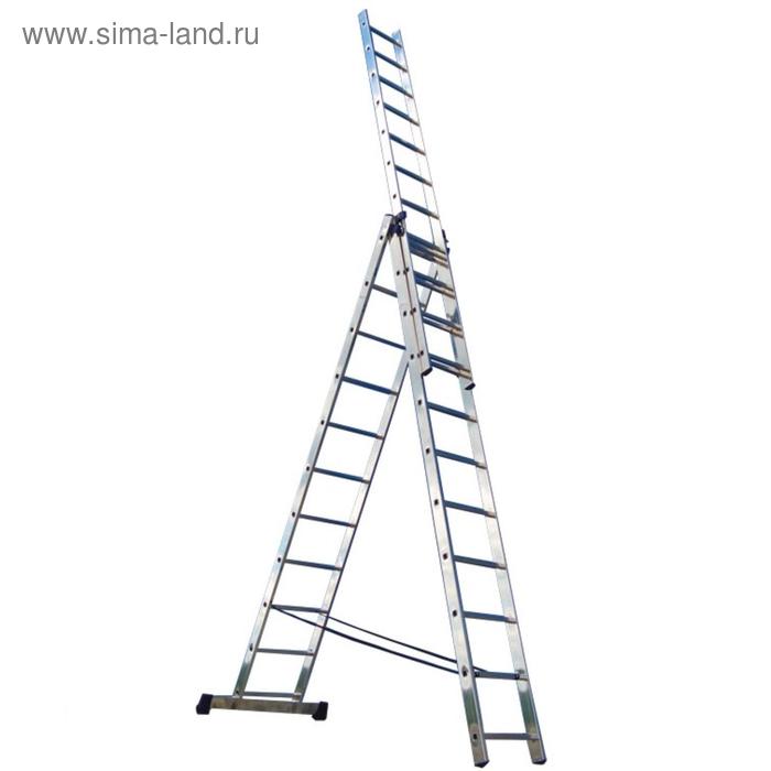 Лестница трехсекционная РемоКолор 63-3-010, универсальная, алюминиевая, 10 ступеней