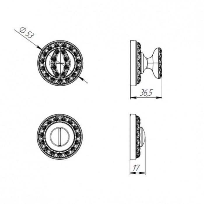 

Ручка поворотная BK6 MT OB-13, цвет античная бронза