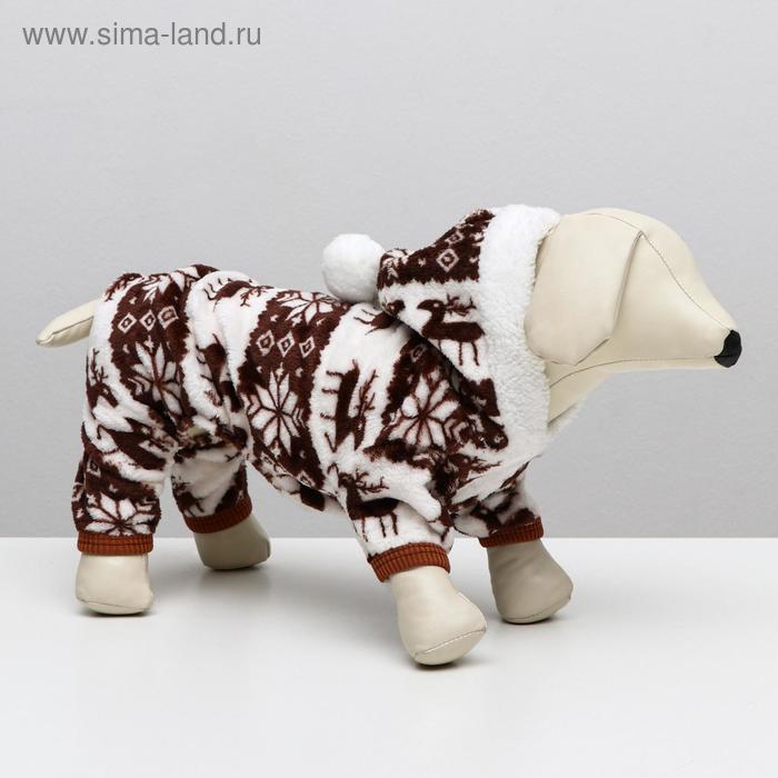 

Комбинезон "Олени" с капюшоном, размер M (ДС 30 см, ОГ 40 см, ОШ 30 см), коричневый