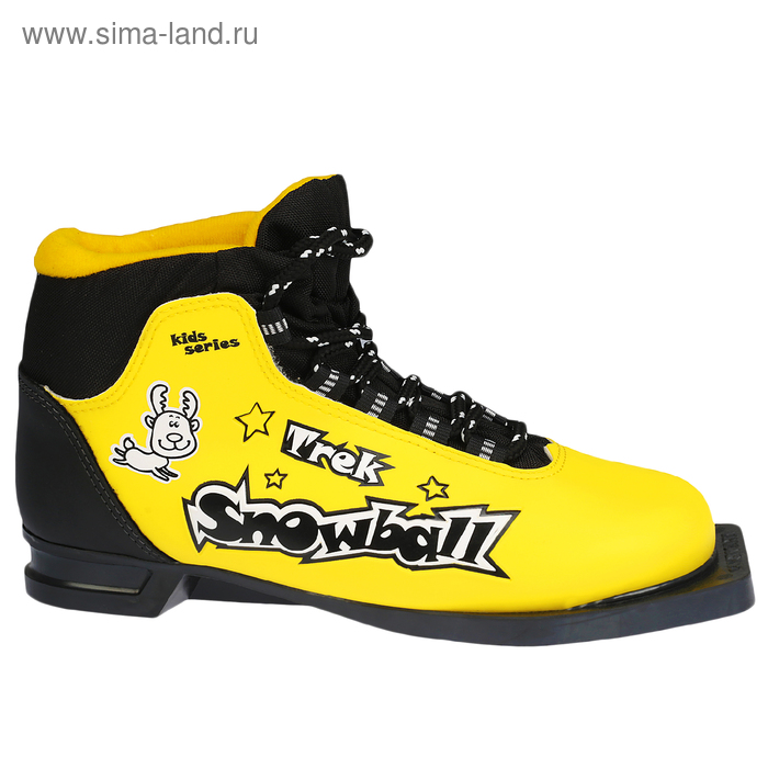 фото Ботинки лыжные trek snowball nn75 ик, цвет жёлтый, лого чёрный, размер 37