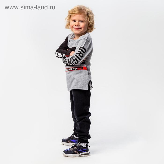 фото Лонгслив для мальчика, цвет серый, рост 110-116 см boozya