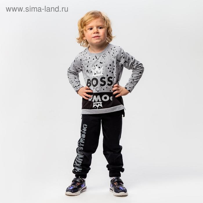 фото Лонгслив для мальчика, цвет серый, рост 98-104 см boozya