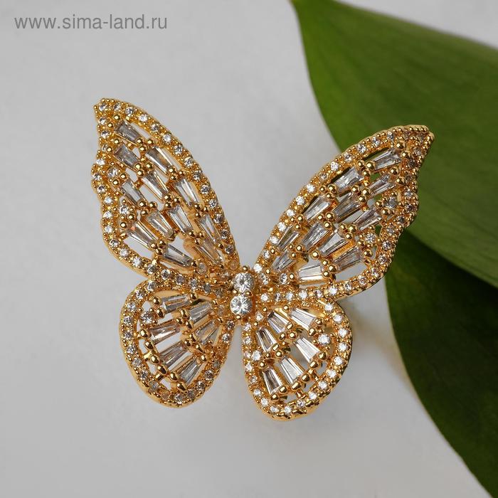  Сима-Ленд Кольцо Бабочка крупная, цветное в золоте, безразмерное